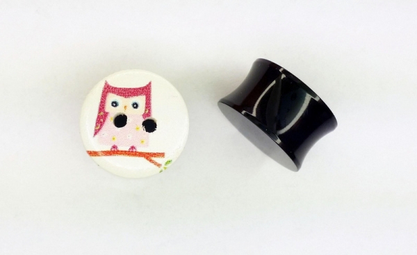 Eulen Knopf Plugs 16mm Paar 1,6cm Tunnels Plug owl